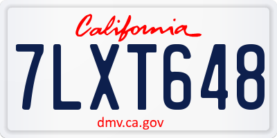 CA license plate 7LXT648