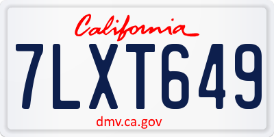 CA license plate 7LXT649