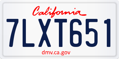 CA license plate 7LXT651