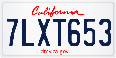CA license plate 7LXT653