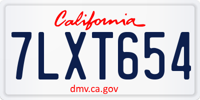 CA license plate 7LXT654