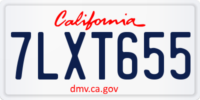 CA license plate 7LXT655
