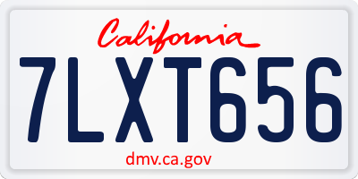 CA license plate 7LXT656