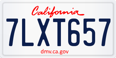 CA license plate 7LXT657