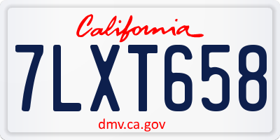 CA license plate 7LXT658