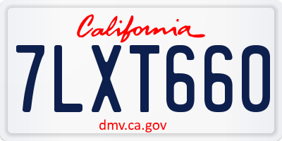 CA license plate 7LXT660