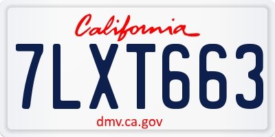 CA license plate 7LXT663