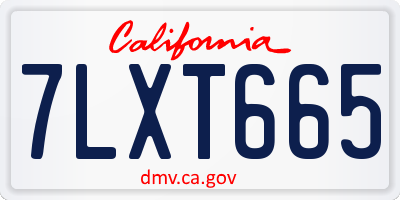 CA license plate 7LXT665
