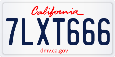 CA license plate 7LXT666