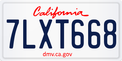CA license plate 7LXT668