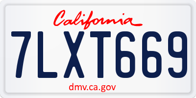 CA license plate 7LXT669