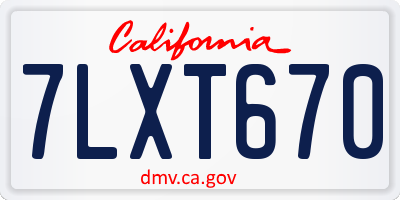 CA license plate 7LXT670