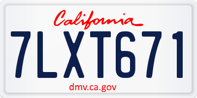 CA license plate 7LXT671