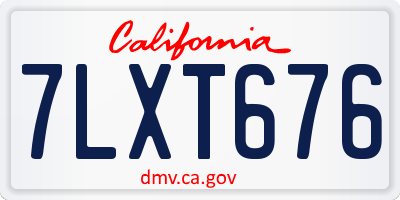CA license plate 7LXT676