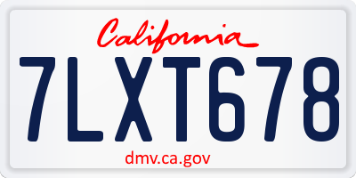 CA license plate 7LXT678