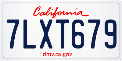 CA license plate 7LXT679