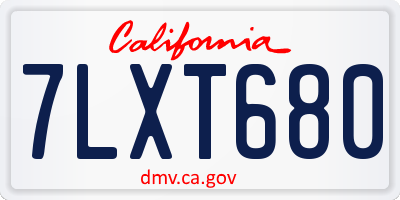 CA license plate 7LXT680