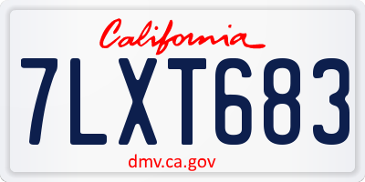 CA license plate 7LXT683