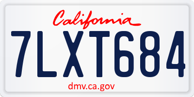 CA license plate 7LXT684