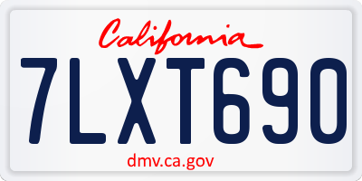 CA license plate 7LXT690