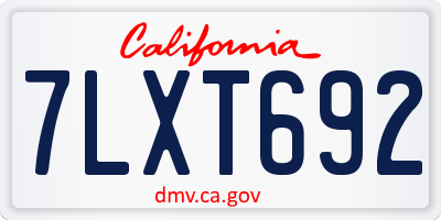 CA license plate 7LXT692