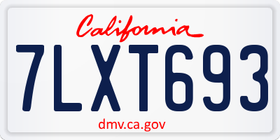CA license plate 7LXT693