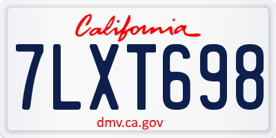 CA license plate 7LXT698