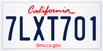 CA license plate 7LXT701