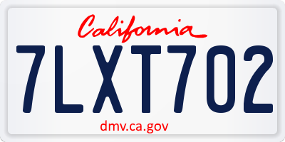 CA license plate 7LXT702