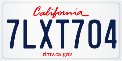 CA license plate 7LXT704