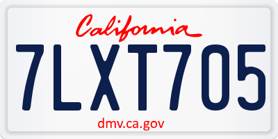 CA license plate 7LXT705