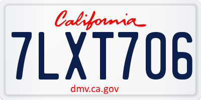 CA license plate 7LXT706