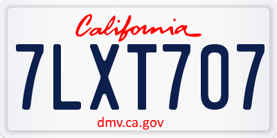 CA license plate 7LXT707