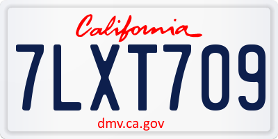 CA license plate 7LXT709