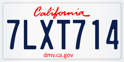 CA license plate 7LXT714