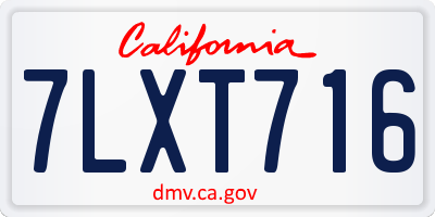 CA license plate 7LXT716