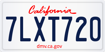 CA license plate 7LXT720