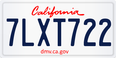 CA license plate 7LXT722