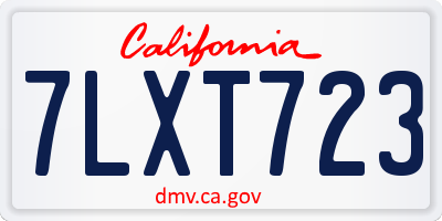 CA license plate 7LXT723