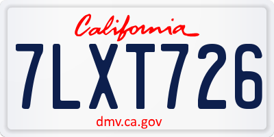 CA license plate 7LXT726