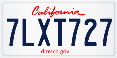 CA license plate 7LXT727
