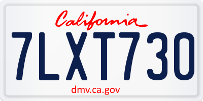 CA license plate 7LXT730