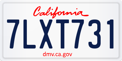 CA license plate 7LXT731