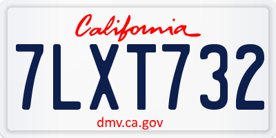 CA license plate 7LXT732