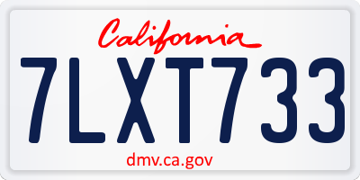 CA license plate 7LXT733
