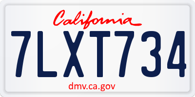CA license plate 7LXT734