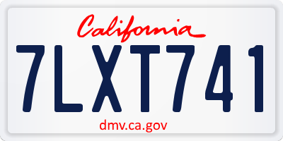 CA license plate 7LXT741