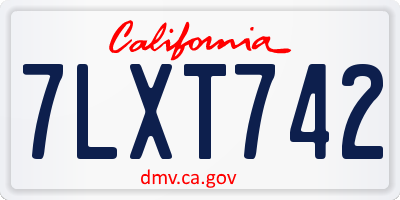 CA license plate 7LXT742