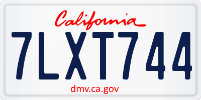 CA license plate 7LXT744
