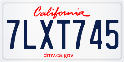CA license plate 7LXT745